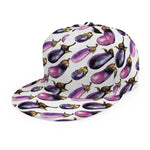 Watercolor Eggplant Pattern Print Snapback Cap