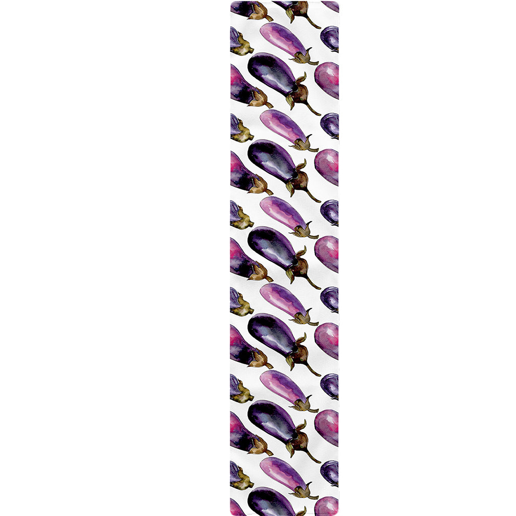 Watercolor Eggplant Pattern Print Table Runner