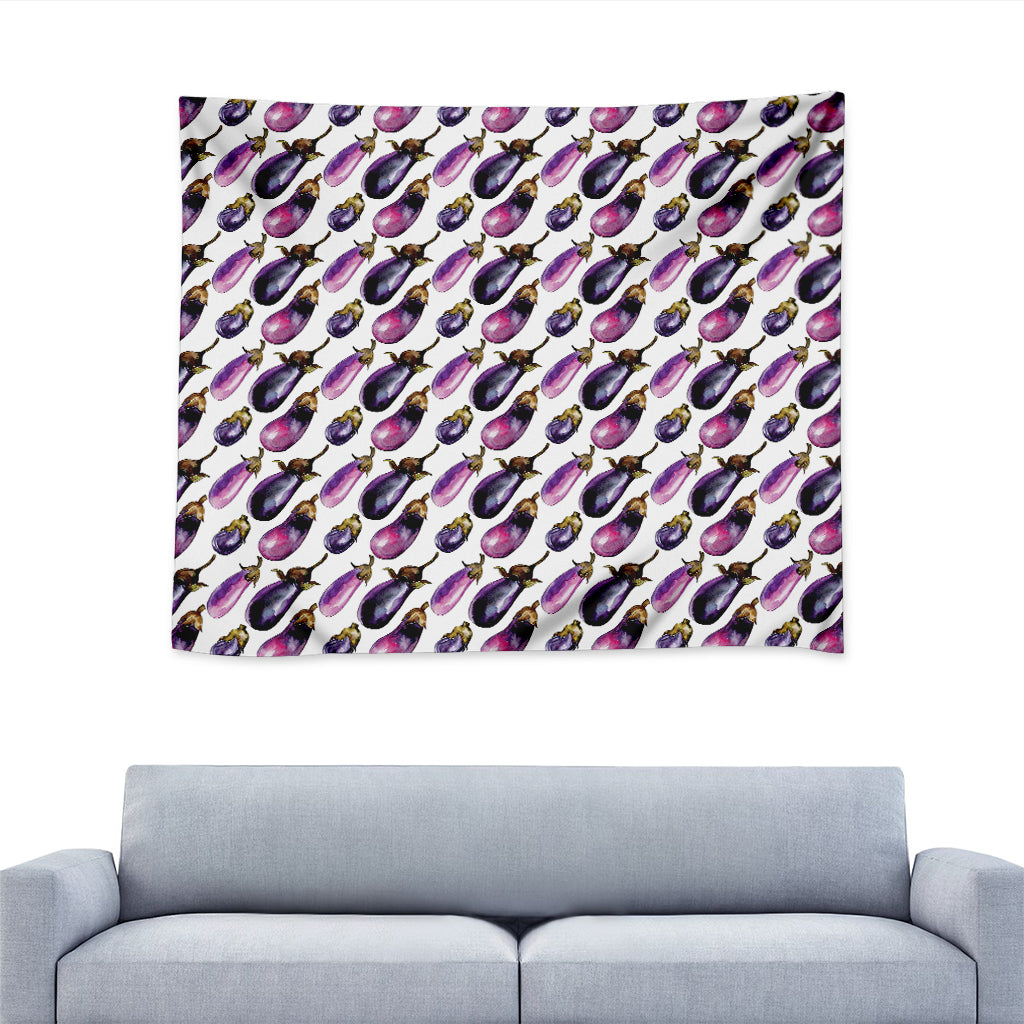 Watercolor Eggplant Pattern Print Tapestry