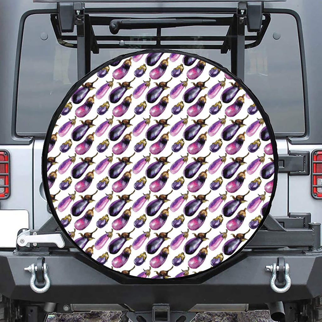 Watercolor Eggplant Pattern Print Tire Cover