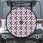Watercolor Eggplant Pattern Print Tire Cover With Camera Hole