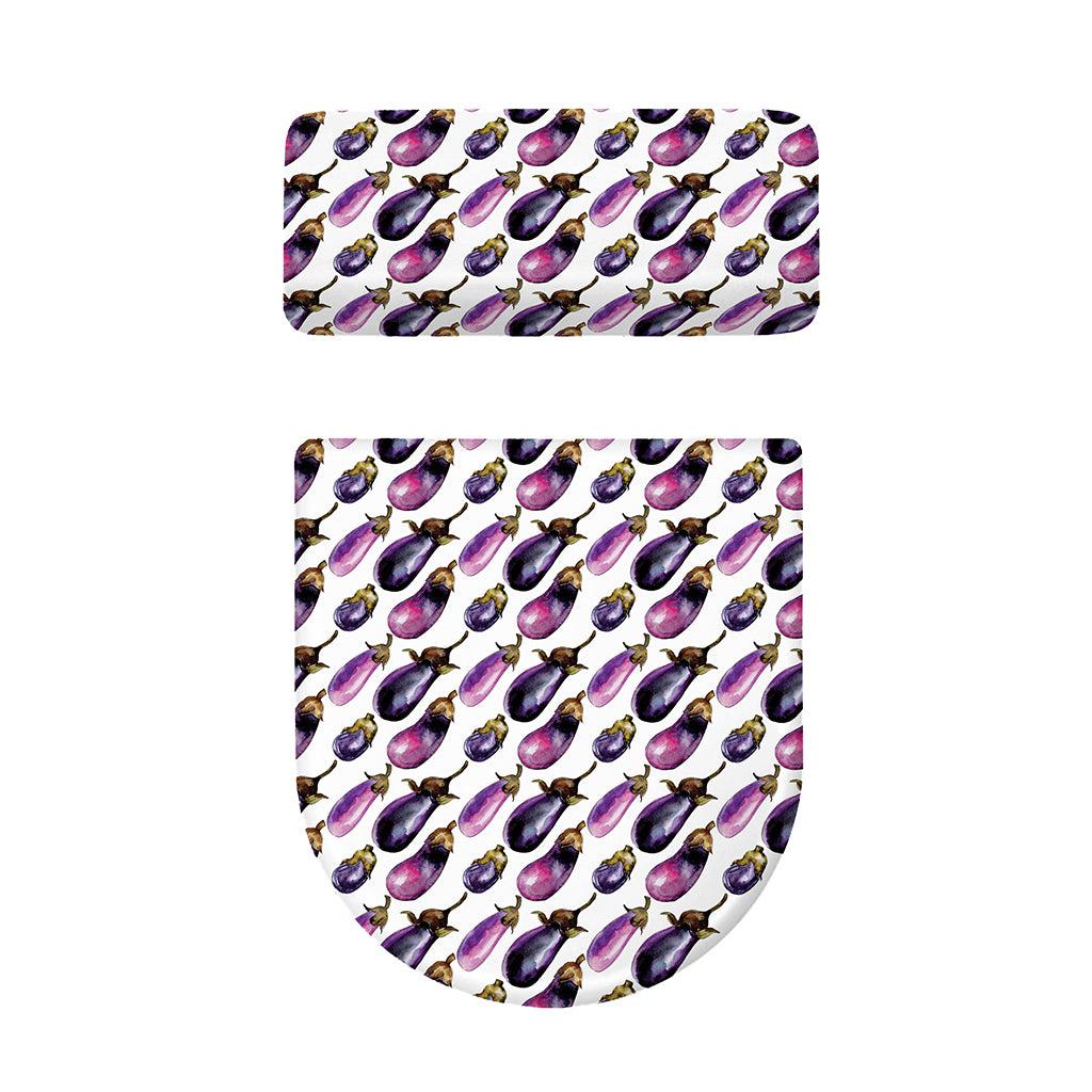Watercolor Eggplant Pattern Print Toilet Lid And Tank Cover Set