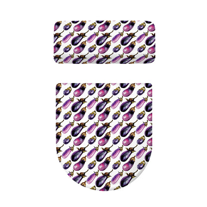 Watercolor Eggplant Pattern Print Toilet Lid And Tank Cover Set