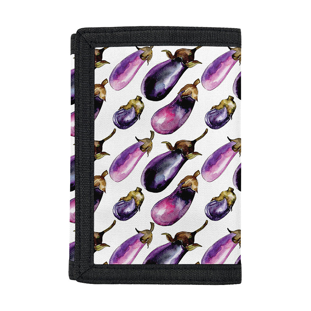 Watercolor Eggplant Pattern Print Trifold Wallet
