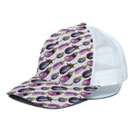 Watercolor Eggplant Pattern Print White Mesh Trucker Cap