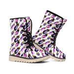 Watercolor Eggplant Pattern Print Winter Boots