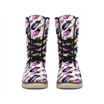 Watercolor Eggplant Pattern Print Winter Boots