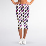 Watercolor Eggplant Pattern Print Women's Capri Leggings
