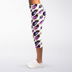 Watercolor Eggplant Pattern Print Women's Capri Leggings