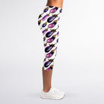 Watercolor Eggplant Pattern Print Women's Capri Leggings