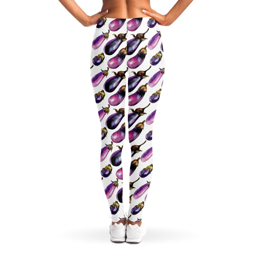 Watercolor Eggplant Pattern Print Women's Leggings