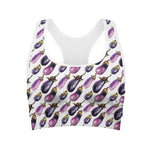 Watercolor Eggplant Pattern Print Women's Sports Bra