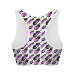 Watercolor Eggplant Pattern Print Women's Sports Bra