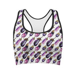 Watercolor Eggplant Pattern Print Women's Sports Bra