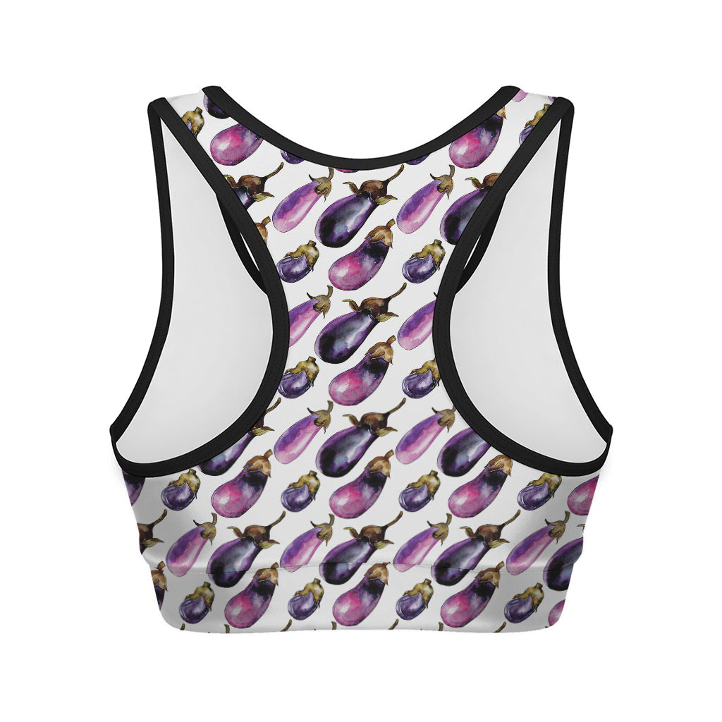Watercolor Eggplant Pattern Print Women's Sports Bra