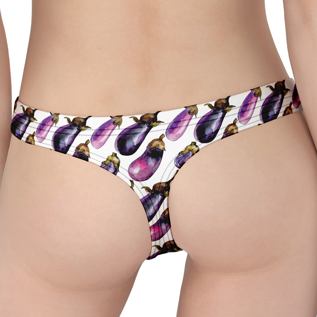 Watercolor Eggplant Pattern Print Women's Thong