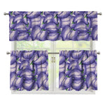 Watercolor Eggplant Print 3 Piece Kitchen Curtains