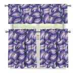 Watercolor Eggplant Print 3 Piece Kitchen Curtains