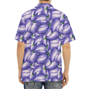 Watercolor Eggplant Print Aloha Shirt