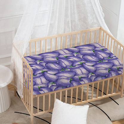 Watercolor Eggplant Print Baby Crib Sheet