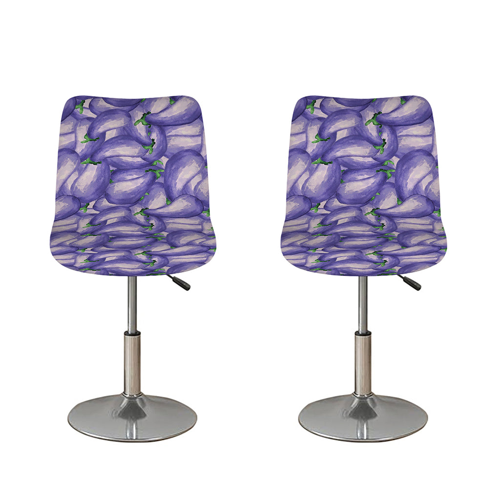 Watercolor Eggplant Print Bar Stool Covers
