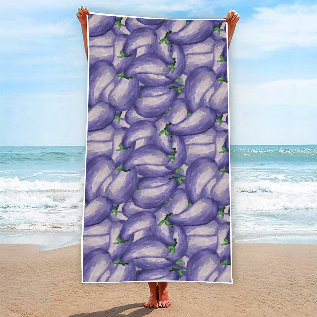 Watercolor Eggplant Print Beach Towel