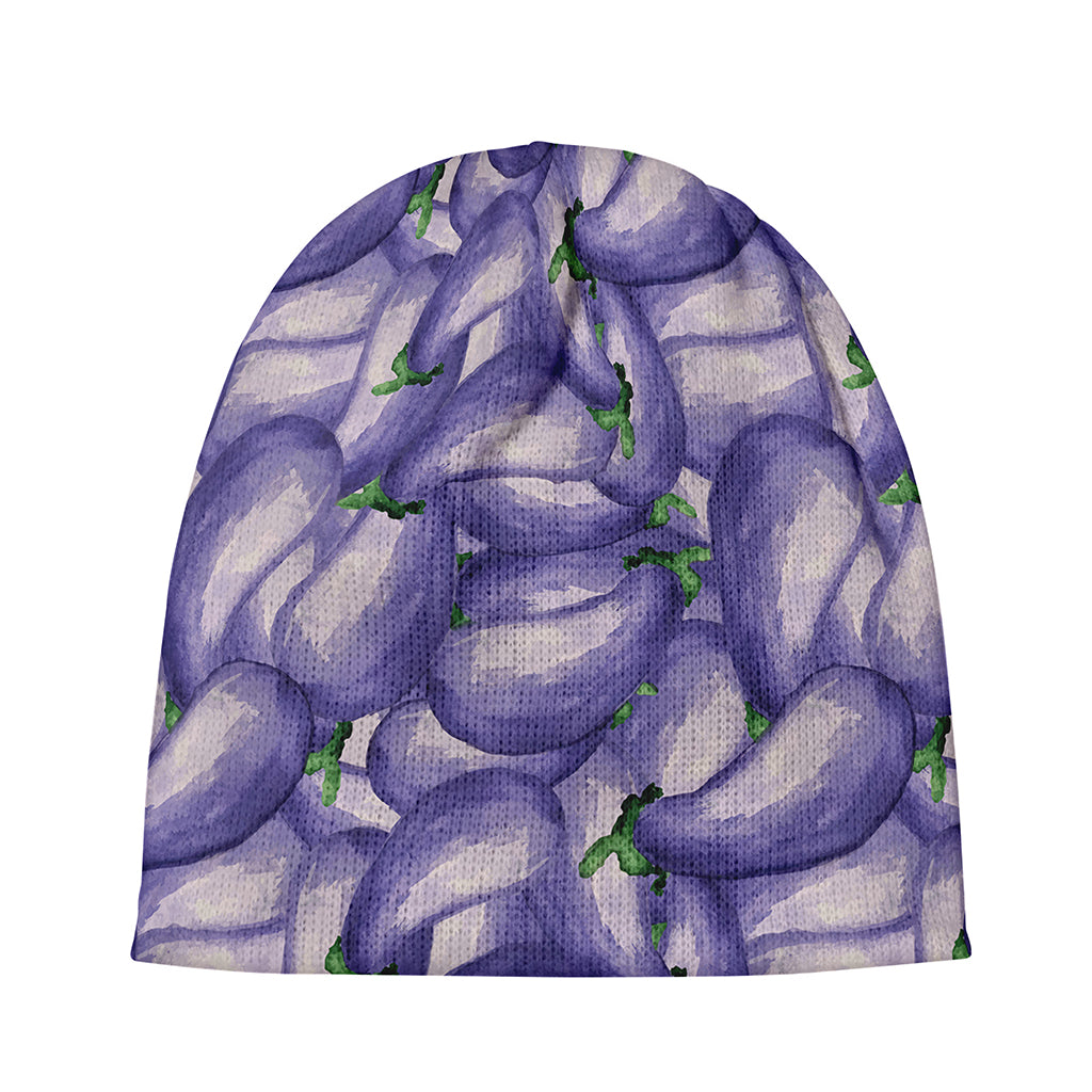 Watercolor Eggplant Print Beanie