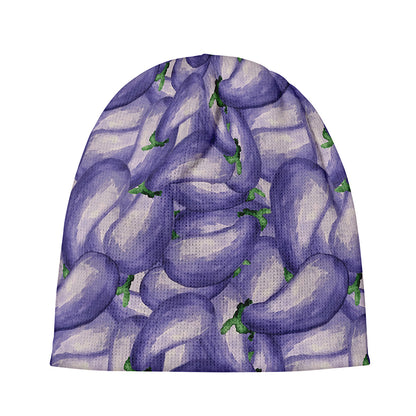 Watercolor Eggplant Print Beanie