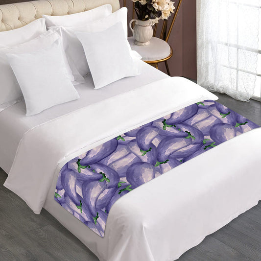 Watercolor Eggplant Print Bed Runner