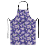 Watercolor Eggplant Print Bib Apron With Pocket