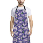 Watercolor Eggplant Print Bib Apron With Pocket
