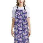 Watercolor Eggplant Print Bib Apron With Pocket