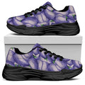 Watercolor Eggplant Print Black Chunky Shoes