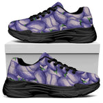 Watercolor Eggplant Print Black Chunky Shoes