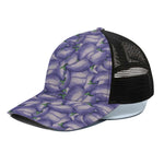 Watercolor Eggplant Print Black Mesh Trucker Cap