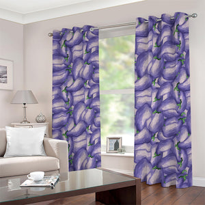 Watercolor Eggplant Print Blackout Grommet Curtains