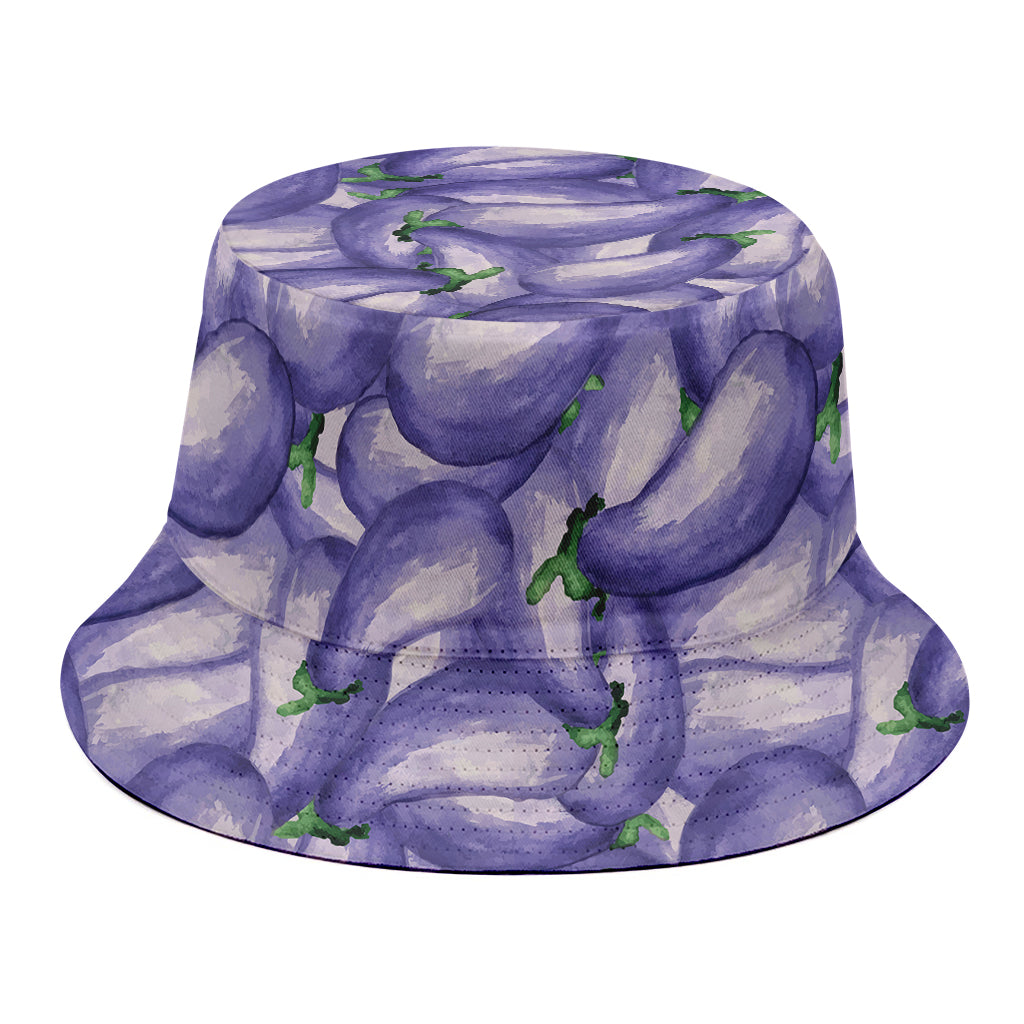 Watercolor Eggplant Print Bucket Hat