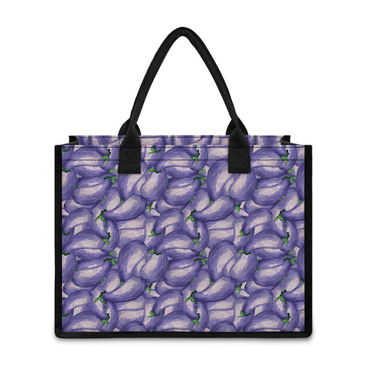 Watercolor Eggplant Print Canvas Tote Bag