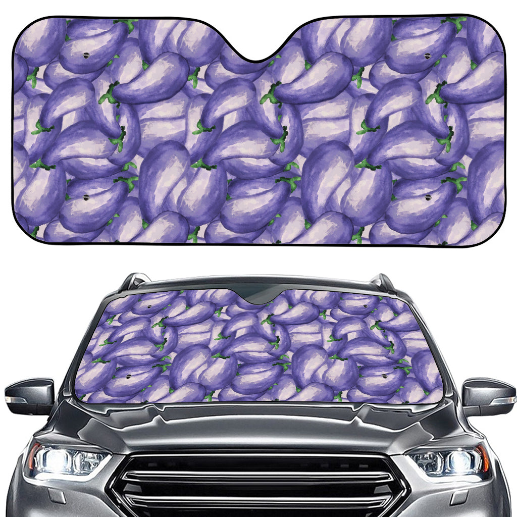 Watercolor Eggplant Print Car Windshield Sun Shade