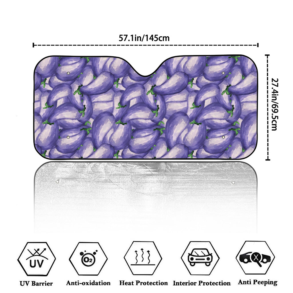 Watercolor Eggplant Print Car Windshield Sun Shade