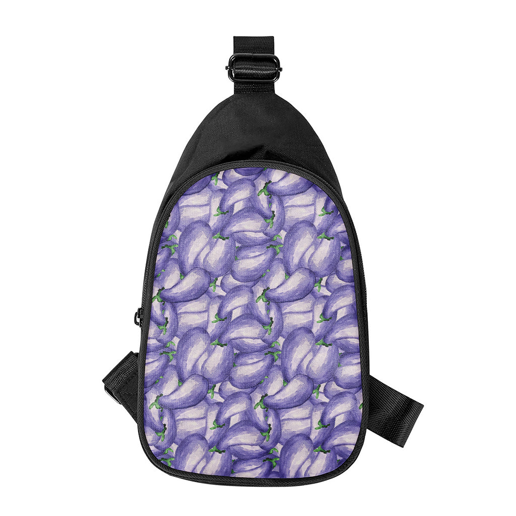 Watercolor Eggplant Print Chest Bag