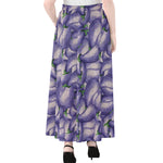 Watercolor Eggplant Print Chiffon Maxi Skirt