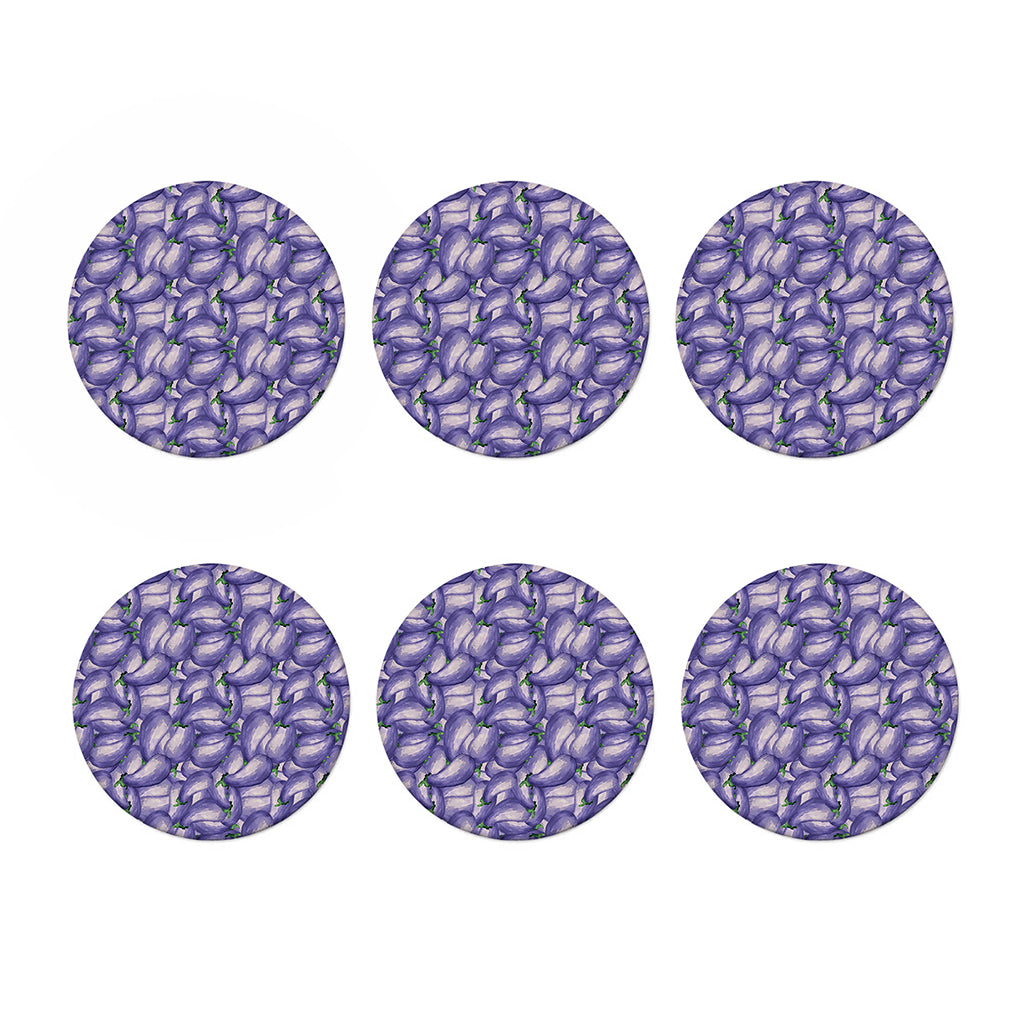 Watercolor Eggplant Print Coaster Set