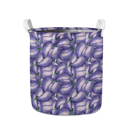 Watercolor Eggplant Print Collapsible Laundry Basket