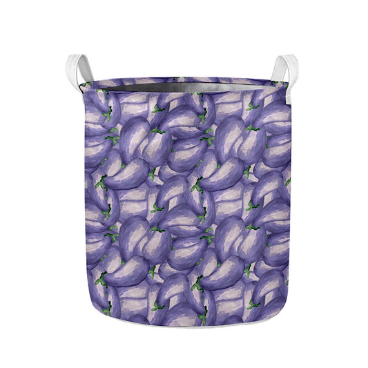 Watercolor Eggplant Print Collapsible Laundry Basket