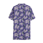 Watercolor Eggplant Print Cotton Hawaiian Shirt