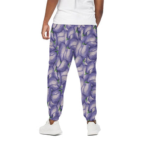 Watercolor Eggplant Print Cotton Pants