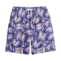 Watercolor Eggplant Print Cotton Shorts