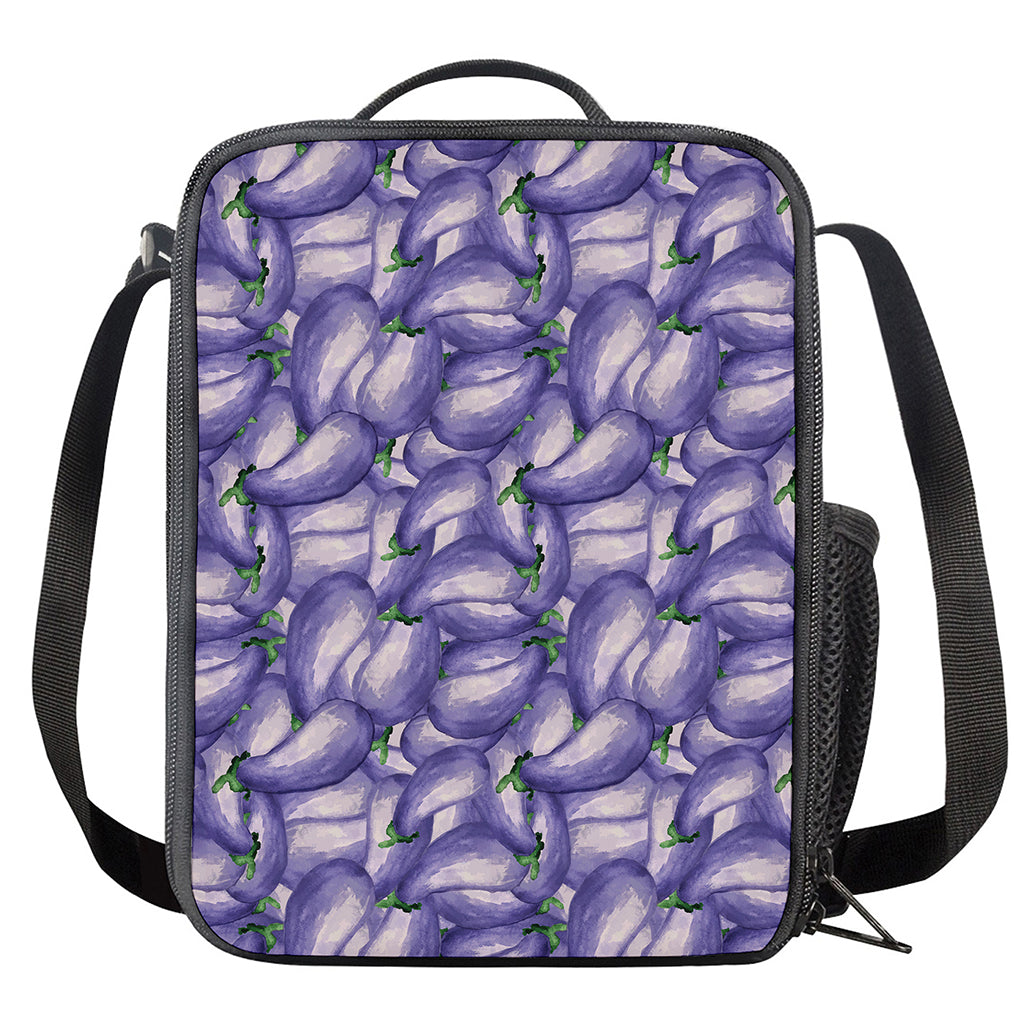 Watercolor Eggplant Print Crossbody Lunch Bag