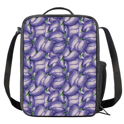 Watercolor Eggplant Print Crossbody Lunch Bag